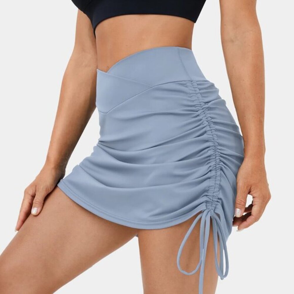 Halara Everyday Crossover Bodycon 2-in-1 Skirt in Light Grey Blue XS NWT